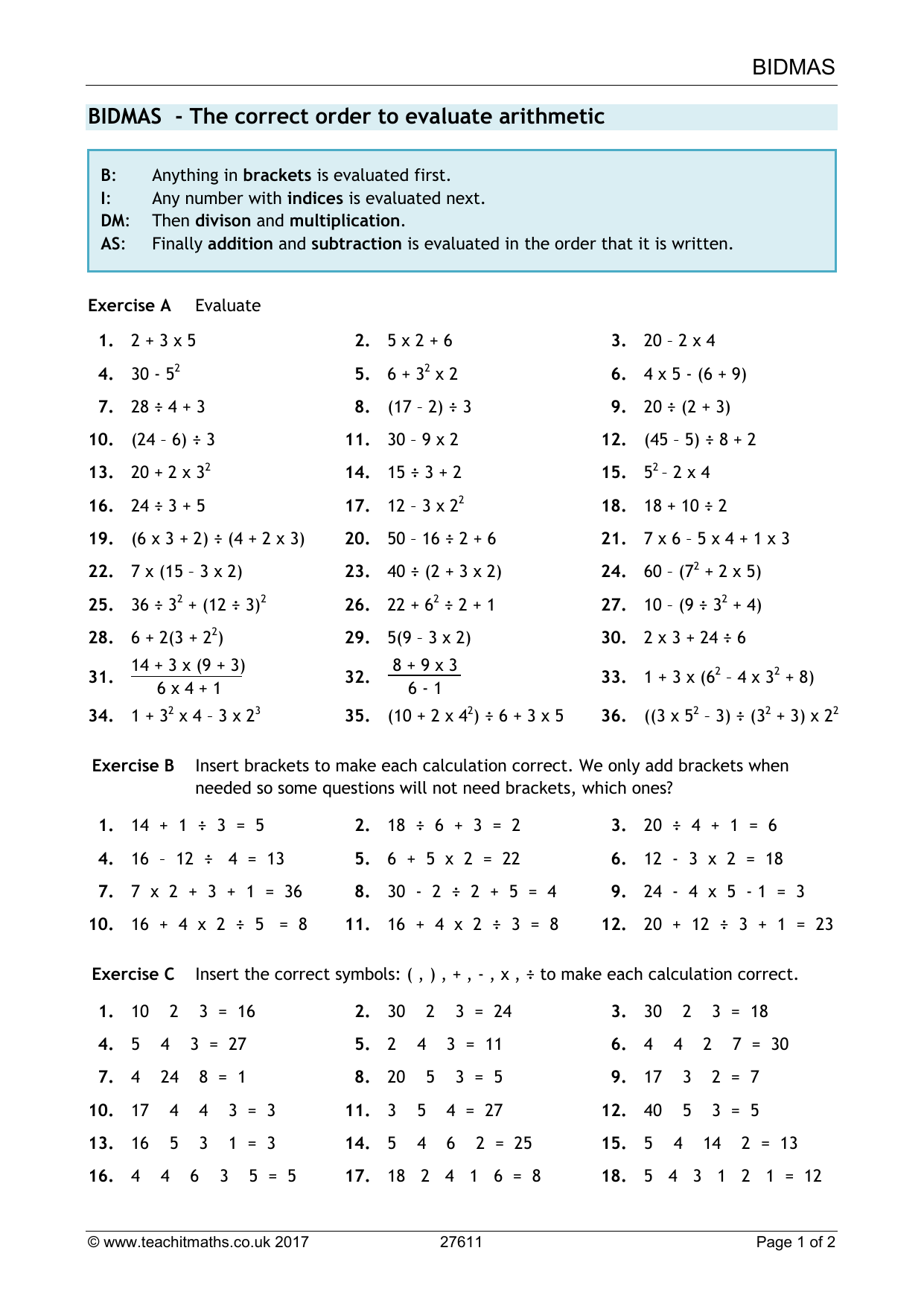 Order Of Operations