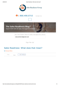 Sales Readiness  What does that mean 