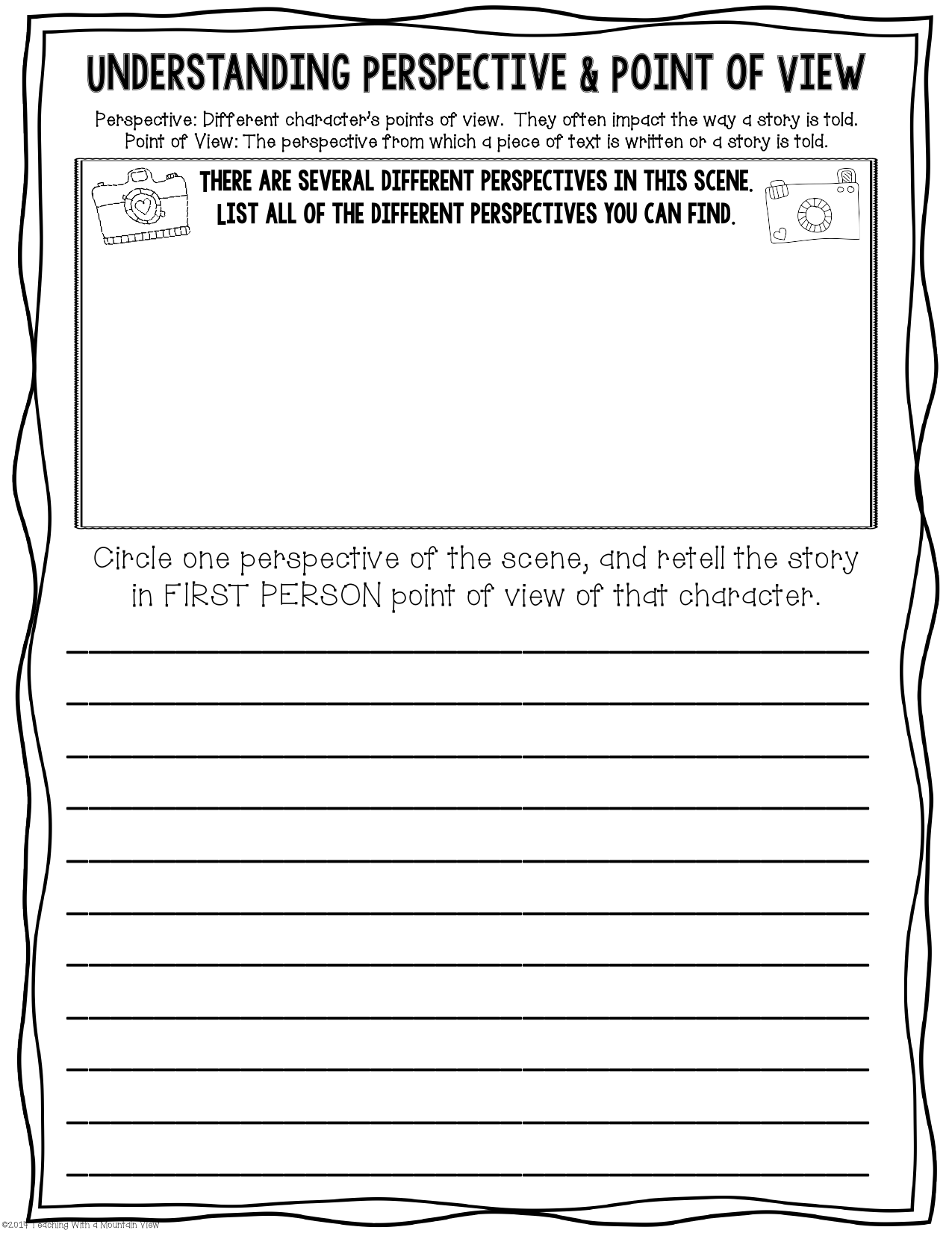 Perspective Worksheet Point of View With Point Of View Worksheet