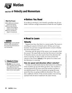 Velocity and Motion Reading