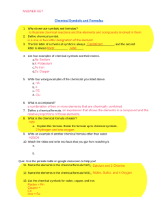 Symbols, and Formulas and Chemical and Physical Prop. Webquest ANSWER KEY