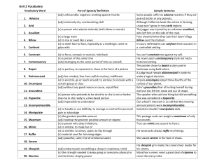 Unit 2 Vocabulary chart