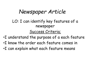 Features of a Newspaper (Introduction)