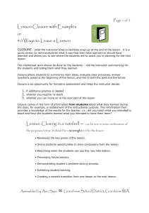 40 ways to leave a lesson