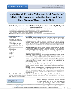 Evaluation of Peroxide Value and Acid Number of Edible Oils