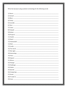 Synonym Work Sheet