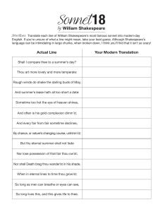 Shakespeares Sonnet Translation Activity