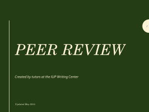 Writing Center Peer Review Workshop 