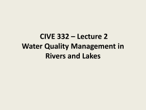 Environemtal Engineering Lecture 2 - Water Quality Management in Rivers and Lakes