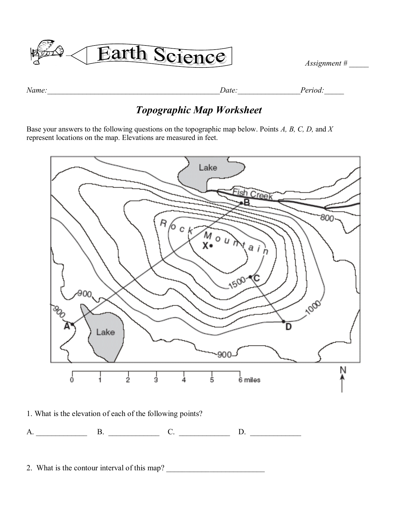 Topo Map Worksheets Within Topographic Map Worksheet Answer Key