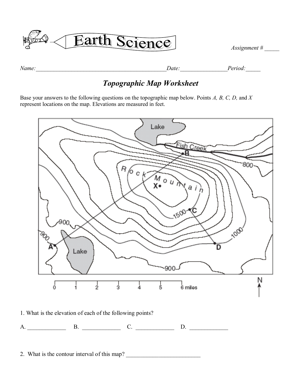 Topographic Map Worksheet 2 Answer Key