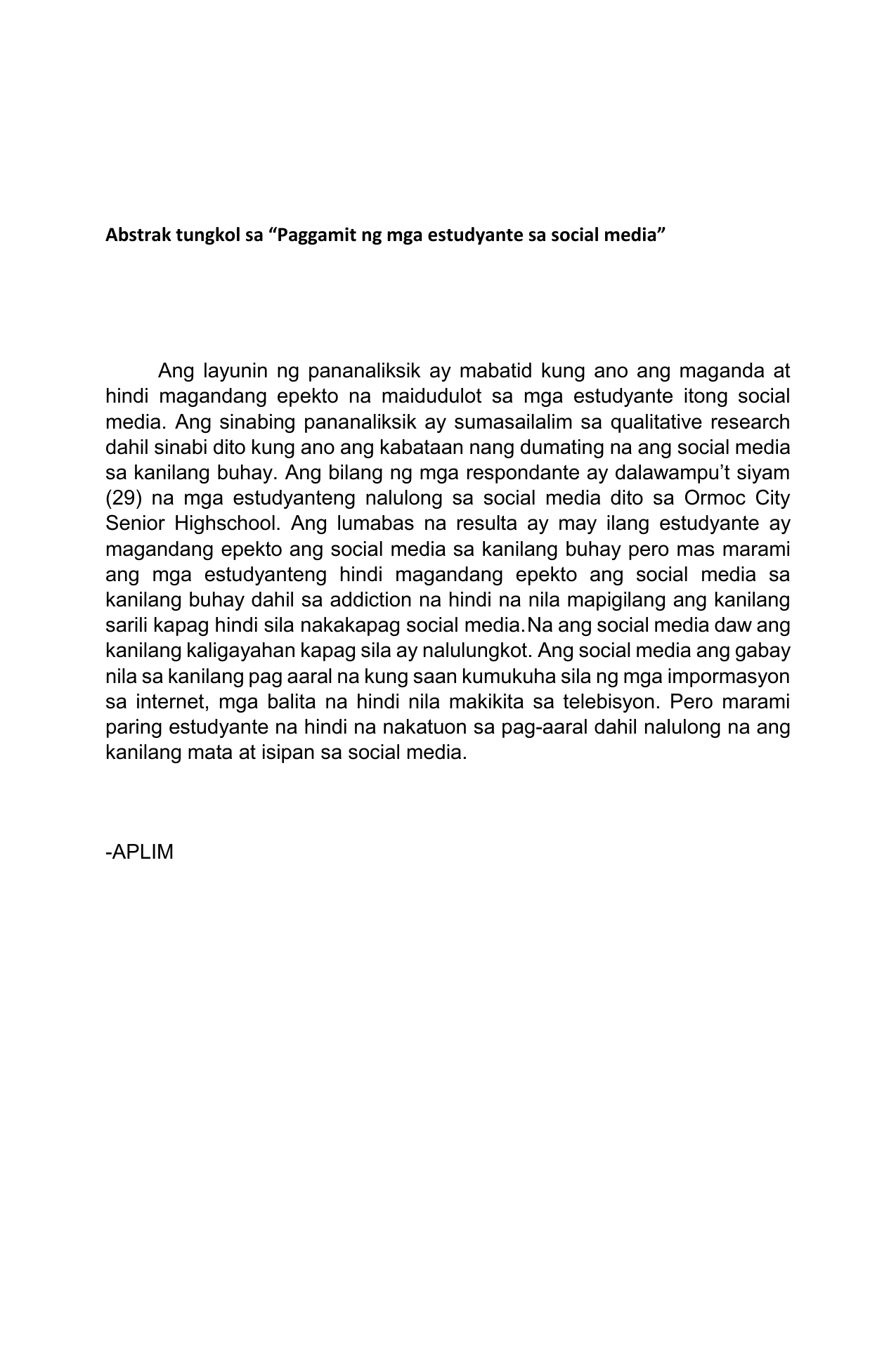 research abstract in filipino