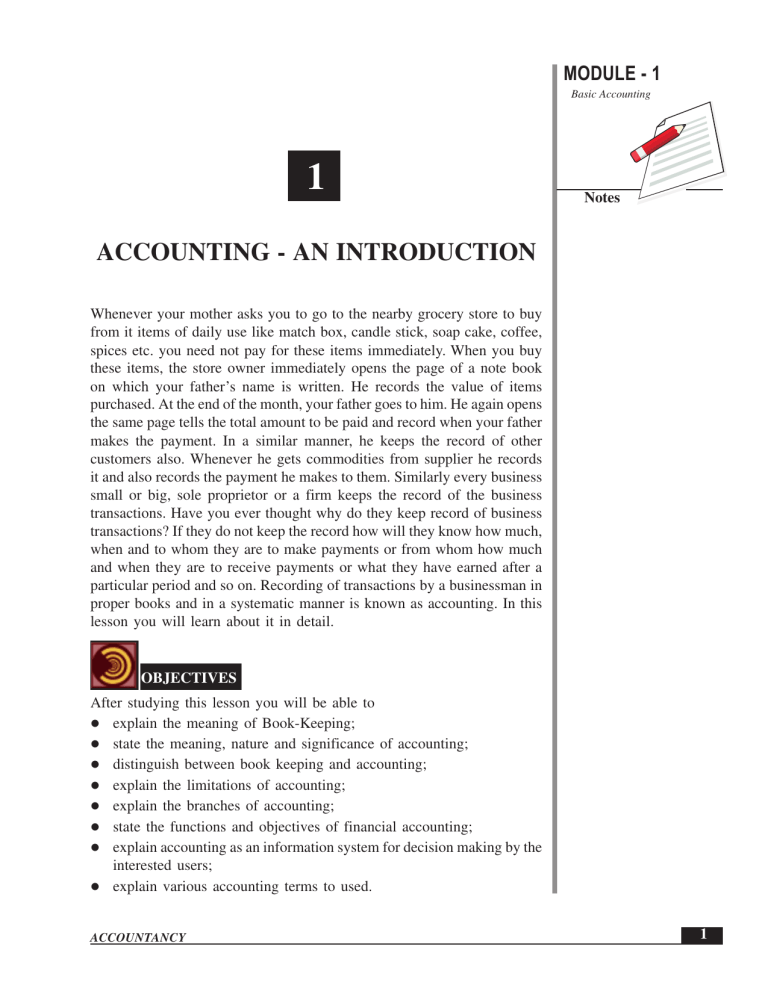 introduction for accounting assignment