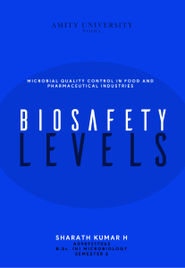BIOSAFETY LEVELS (Quality Control) - SHARATH KUMAR H