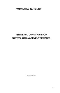 Terms and Conditions for Portfolio Management Services