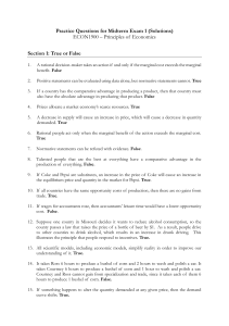 ECON Practice Questions for Midterm 1 Solutions (ECON1900)