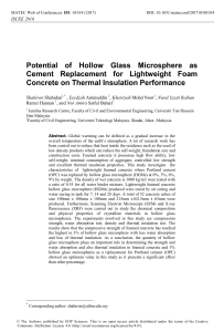 Potential of Hollow Glass Microsphere as Cement Re