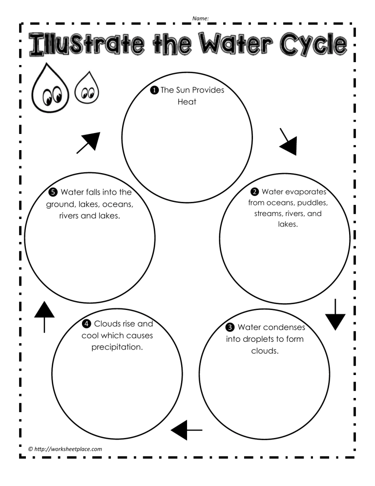 water cycle worksheet for class 2