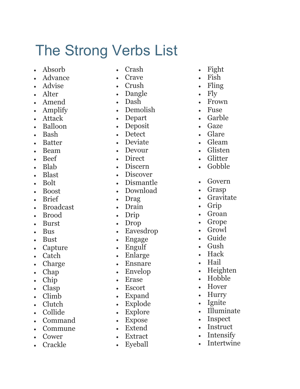 Sunmica - Strong Verbs List golferscard.ae