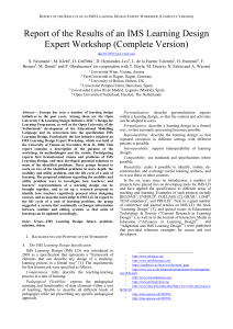 Report of the Results of an IMS Learning