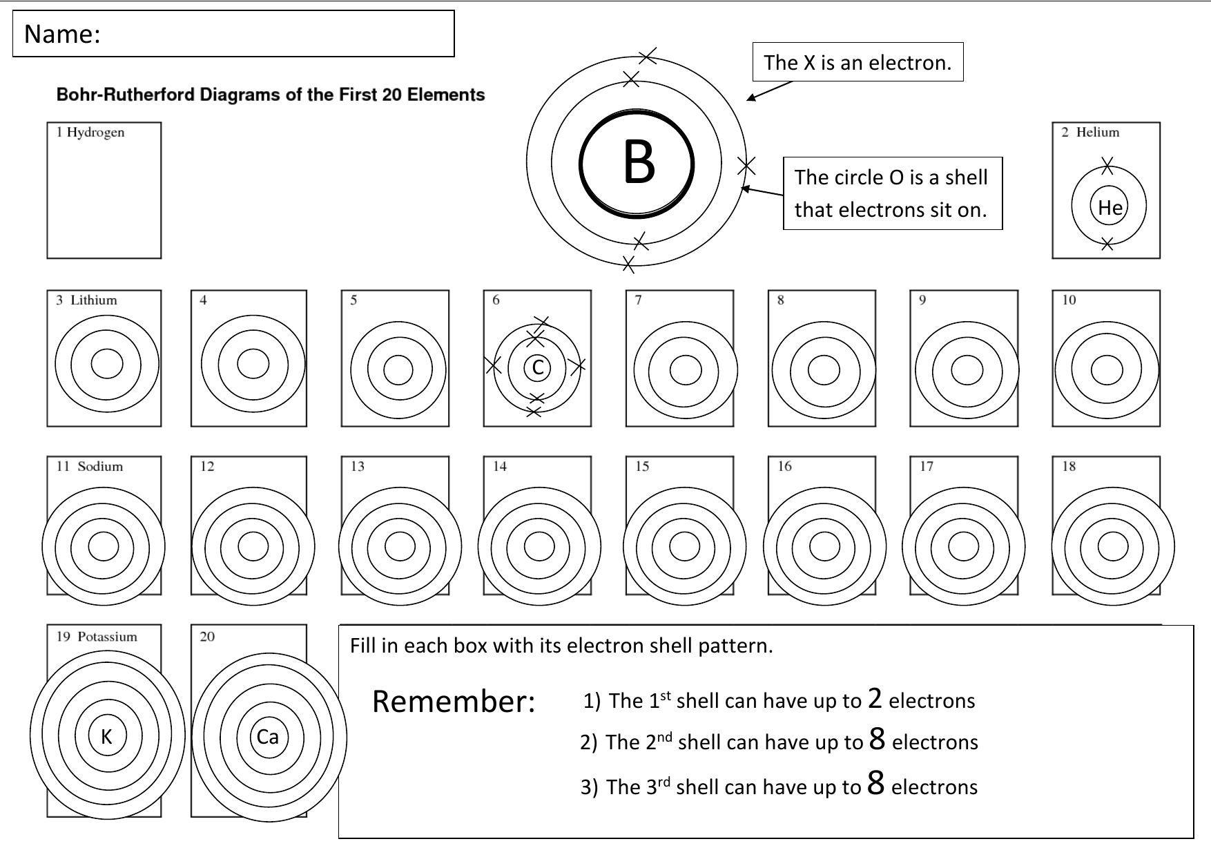 Bohr Models Worksheet