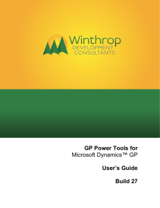 GP Power Tools User Guide for Microsoft Dynamics GP