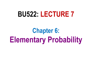 BU522 Lecture 7 Elementay Probability 2019