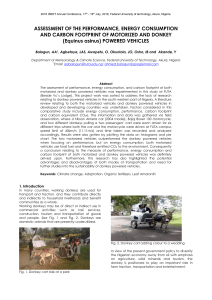 ASSESSMENT OF THE PERFORMANCE, ENERGY CONSUMPTION AND CARBON FOOTPRINT OF MOTORIZED AND DONKEY (Equinus asinus) POWERED VEHICLES 