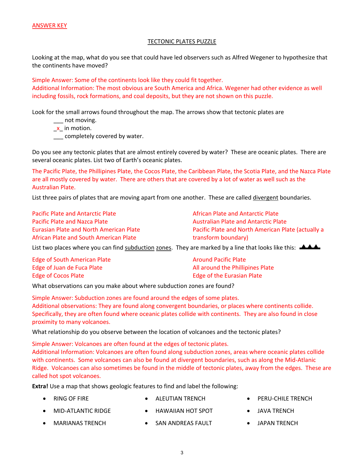 Tectonics Puzzle Answers Regarding Plate Tectonics Worksheet Answers