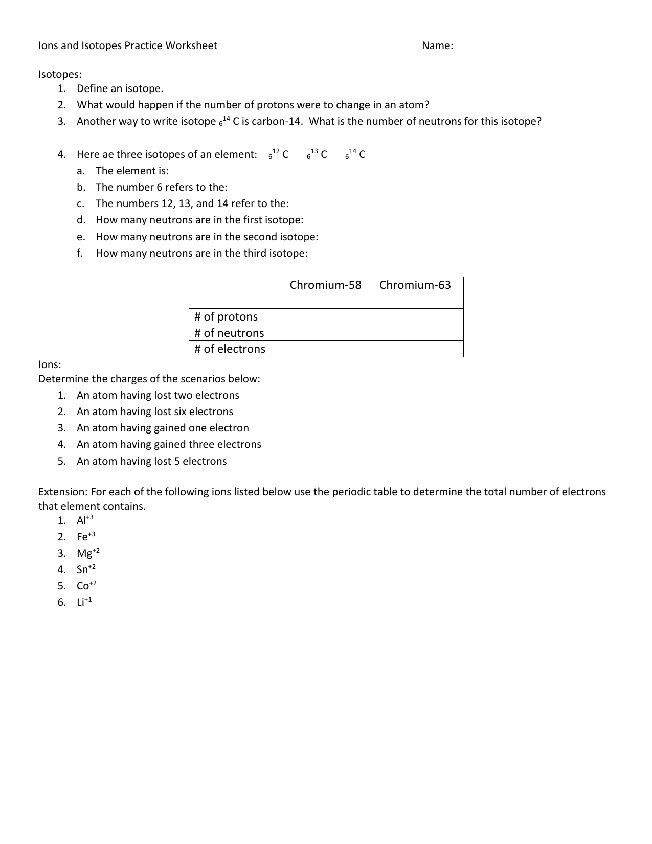 Isotopes Worksheet With Regard To Isotope Practice Worksheet Answer Key