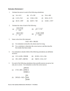 Estimation (Algebra) Worksheets