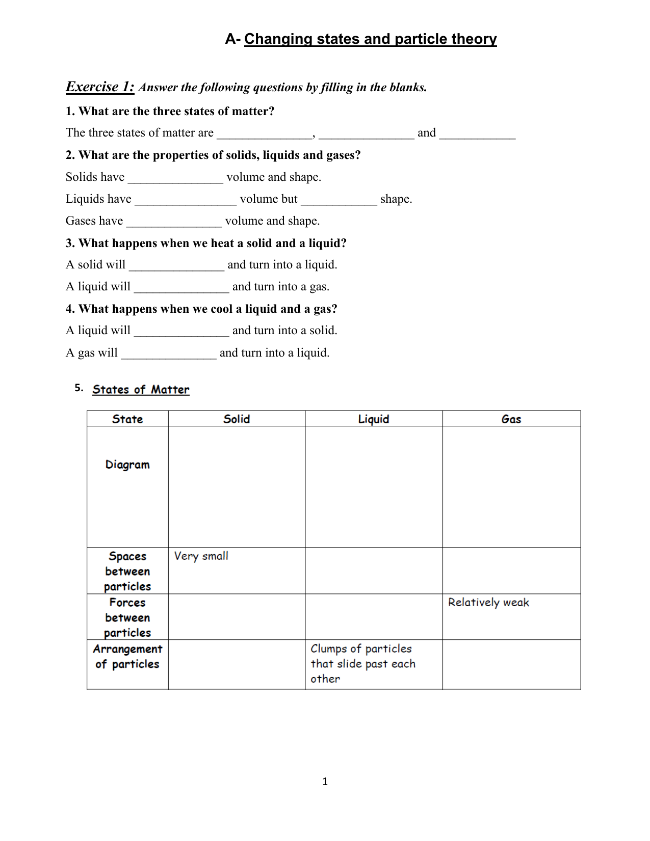 states of matter worksheet With States Of Matter Worksheet Answers