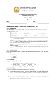 Mathematics Exam: Patterns & Problem Solving