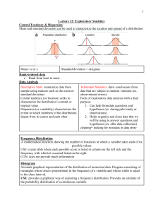 Exploratory Statistics: Central Tendency & Dispersion