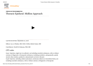 Thoracic Epidural  Midline Approach- ClinicalKey