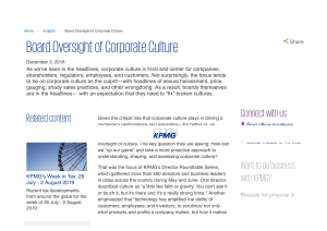 Board Oversight of Corporate Culture - KPMG United States