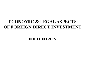 Economics & Legal Aspects of Foreign Direct Investment