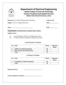 Digital Logic Trainer Lab Manual - Electrical Engineering