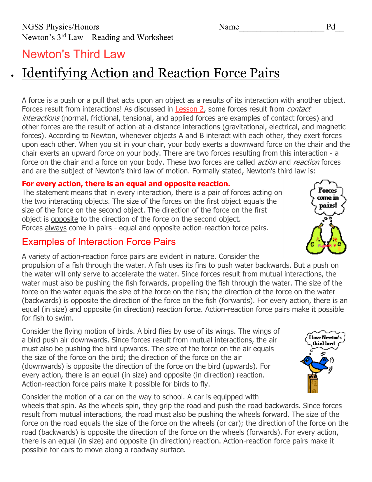 Newtons Laws Worksheets With Regard To Newton039s Laws Of Motion Worksheet