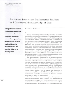 Olson Truxaw Preservice science and math metaknowledge of text