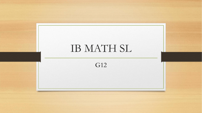 IB MATH SL NOTES