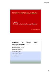 Complete Chapter3 Methods of Entry in Foreign Markets