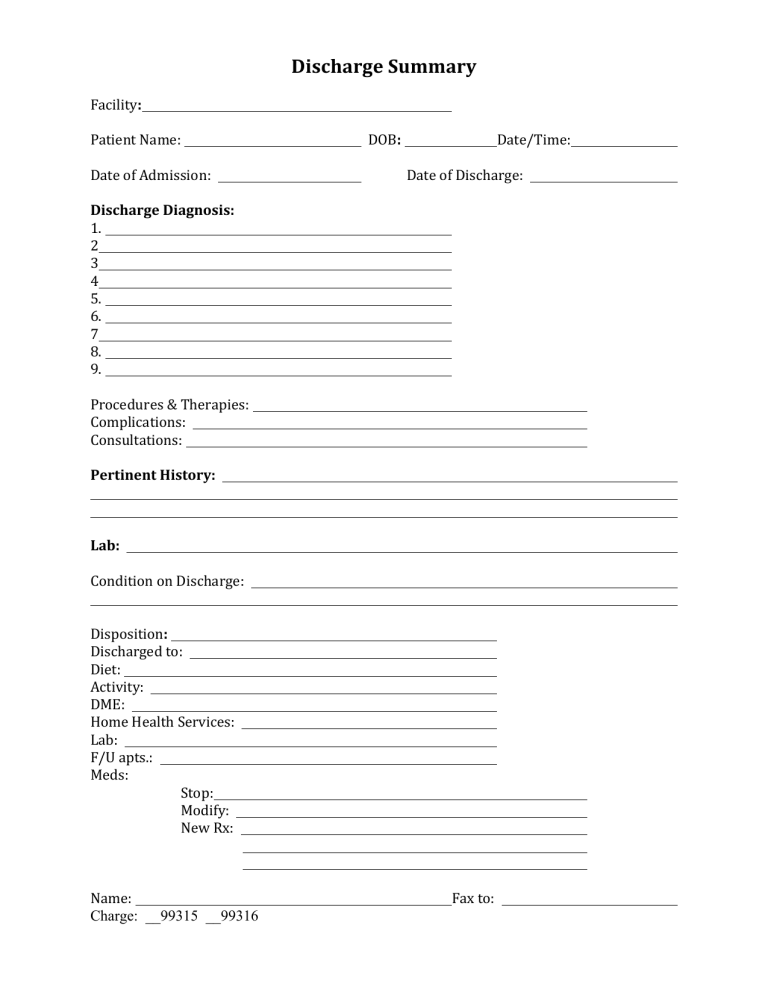 Discharge Summary Template 1