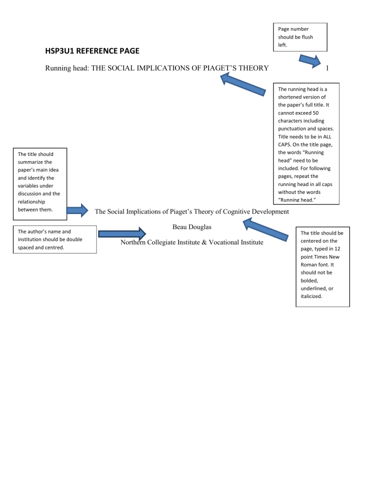 1c. APA Title page and reference template