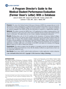A Program Director's Guide to the Medical Student Performance Evaluation (former Dean's Letter) with a Database