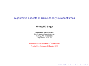 Algorithmic aspects of Galois theory in recent times