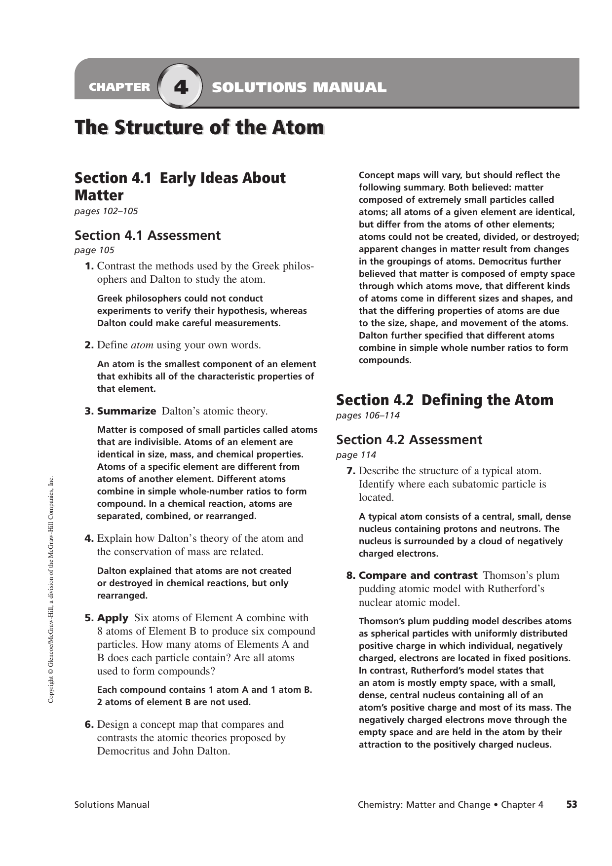 Composition Of Matter Worksheet Answers