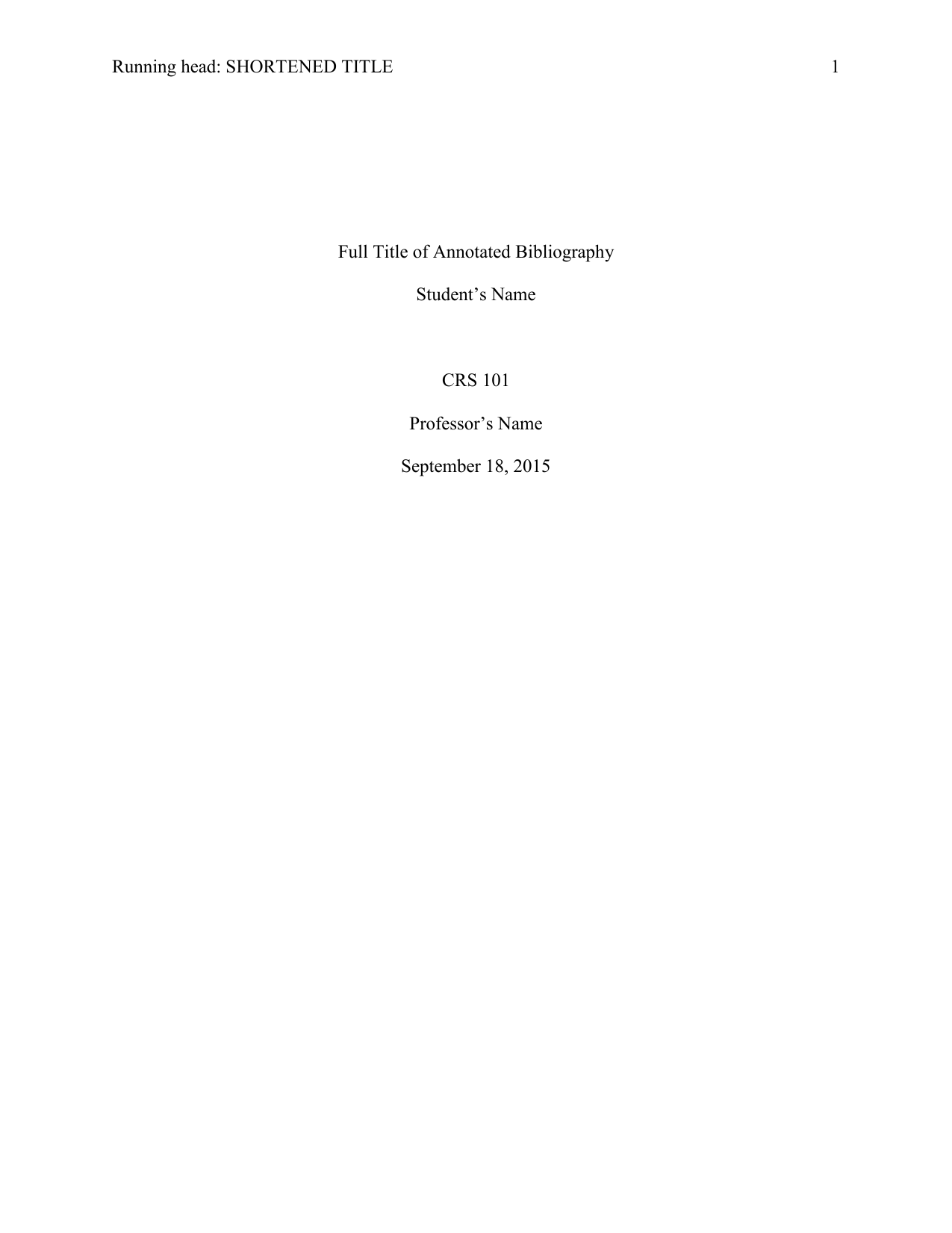 Check my essay: Annotated bibliography title page