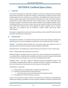 Confined Space Entry Safety Manual Section