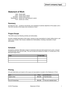 Statement Of Work Template